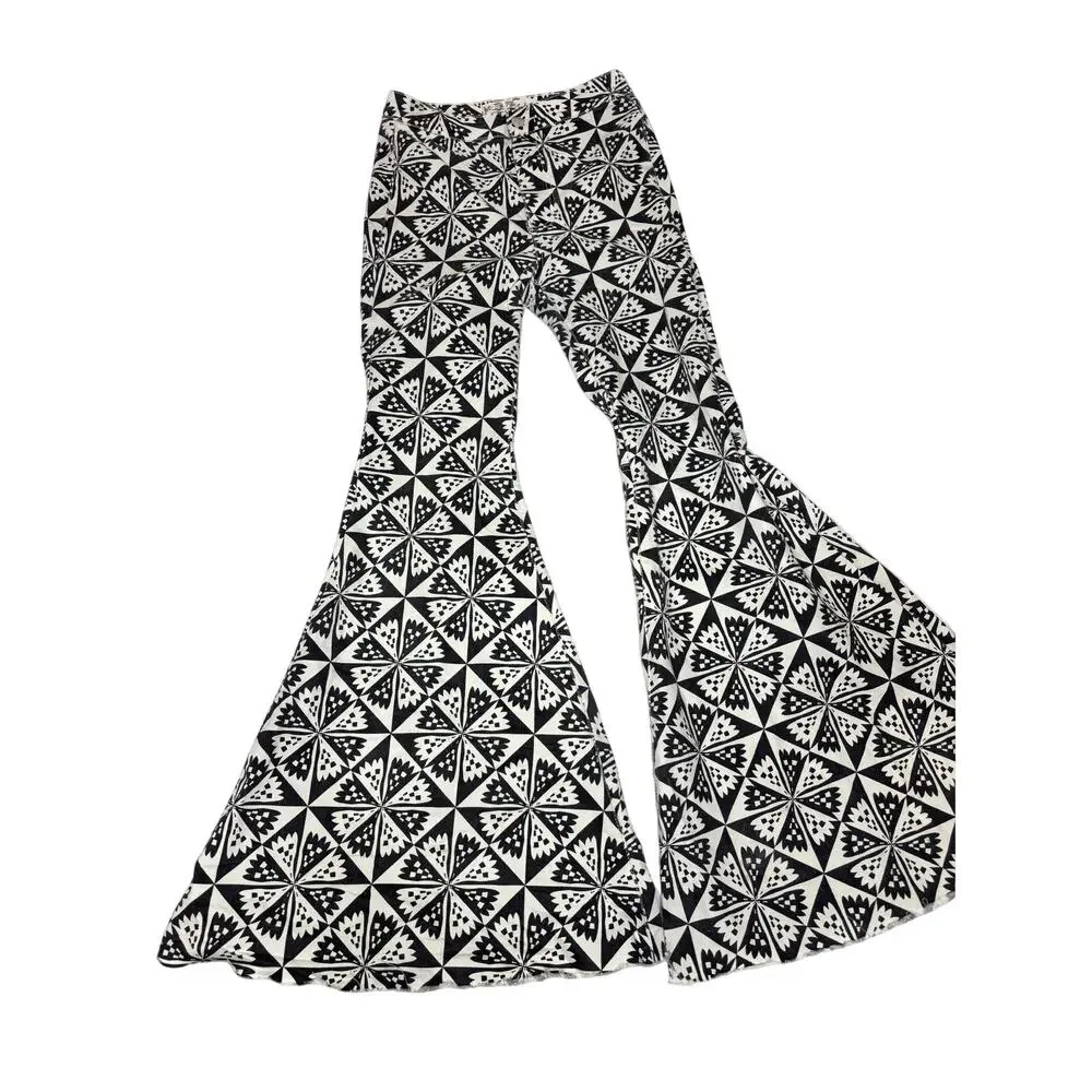 We the Free Free People Just Float On High Waist Flare Black White 27